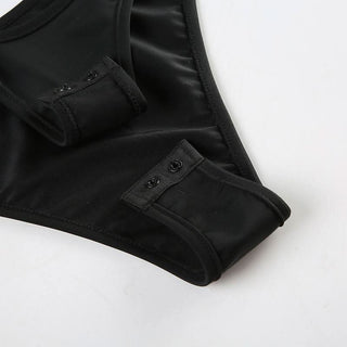 Irregular one shoulder o ring hollow out button bodysuit