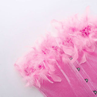 Velvet feather button tube mini dress