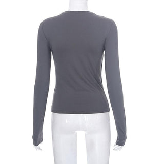 Crewneck solid long sleeve top