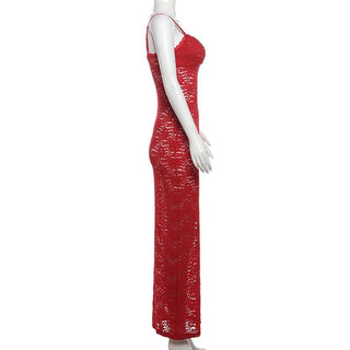 Lace bowknot backless cami maxi dress