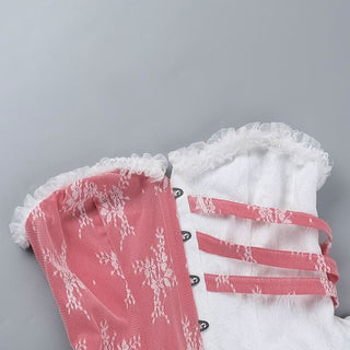 Sweetheart neck contrast button ruffle tube top