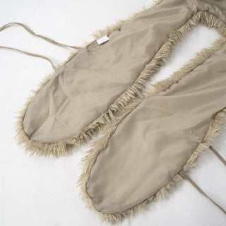 Halter fluffy self tie shrug top