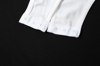 Long sleeve gloves o ring hollow out shrug 2 piece bodysuit