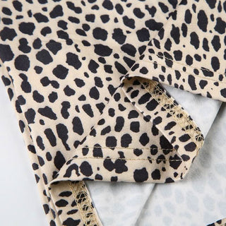 Leopard print long sleeve self tie crop top