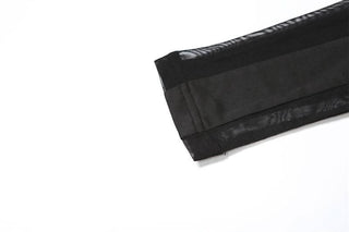 Long sleeve crewneck mesh patchwork maxi dress