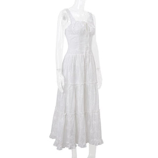 Drawstring ruched ruffle textured cami midi dress