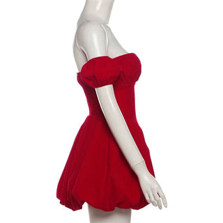 Off shoulder smocked zip-up ruched mini dress