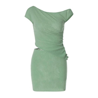 Off shoulder ruched mini skirt set