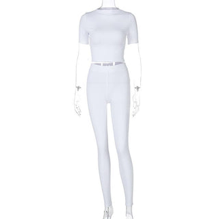 Short sleeve crewneck solid pant set