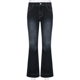 Low rise medium wash pocket button jeans