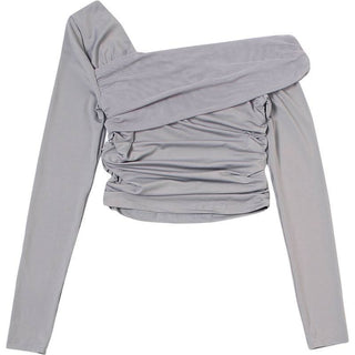 Off shoulder long sleeve ruched top
