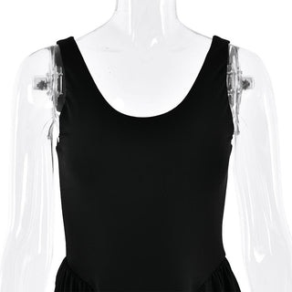 U neck ruched solid backless cami maxi dress