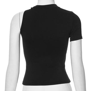 Crew neck irregular solid top