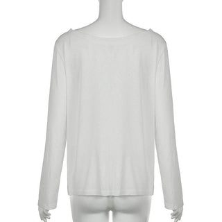 Long sleeve off shoulder letter print top