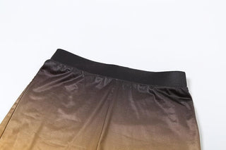 Sleeveless gradient crewneck ruched hollow out pant set