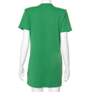 V neck long sleeve beaded mini dress