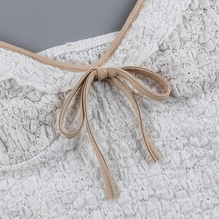 V neck ruffle textured smocked cami top