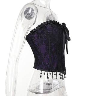 Sweetheart neck bustier tassels ruffle tube top