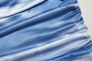 Off shoulder irregular print ruched mini dress