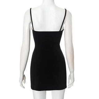 Knotted glitter patchwork backless cami mini dress