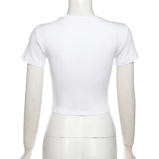 Short sleeve letter print solid top