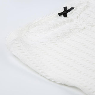 Textured bowknot ruched bowknot tube crop top