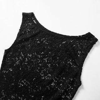 Lace see through round neck solid top