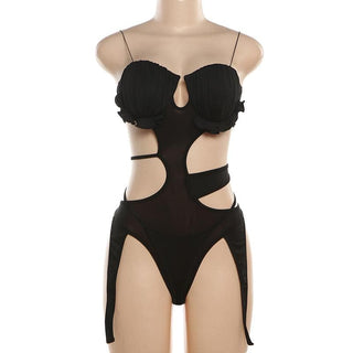 Ruffle self tie ruched cami bodysuit