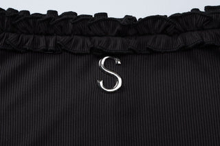 Long sleeve off shoulder ribbed romper