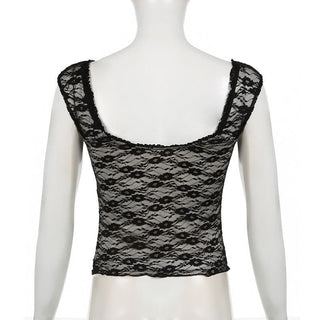 Cap sleeve v neck lace knotted backless top