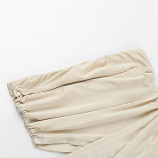 Ruched irregular hollow out solid tube cut out maxi dress