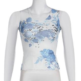 U neck sleeveless flower print top