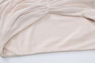 Long sleeve mesh patchwork ruched maxi skirt set