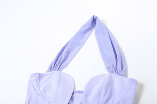 Halter solid backless mini dress