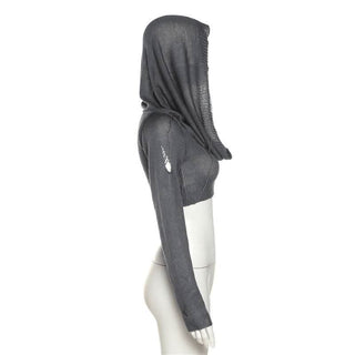 Hoodie long sleeve knitted crop top