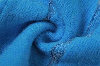 Crewneck knitted mesh patchwork mini dress