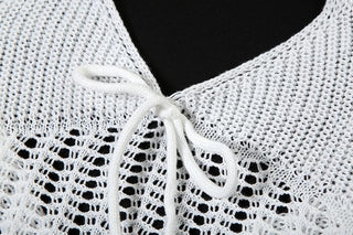 Knitted hollow out see through halter cut out maxi dress