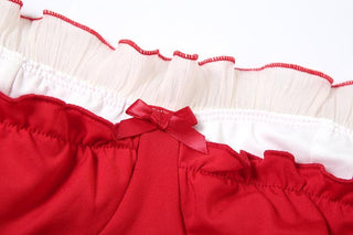 Halter ruffle bowknot ruched knotted 2 piece top