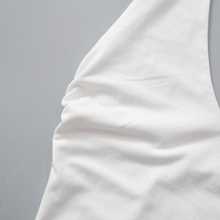 Halter v neck ruched slit backless top