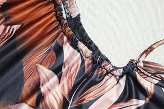 High slit print irregular tube maxi dress