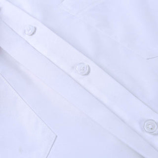 Long sleeve button turnover collar pocket solid top