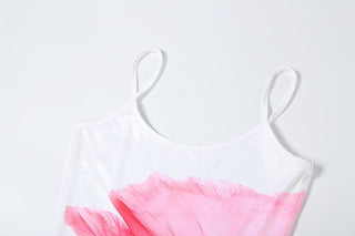 Flower print backless u neck cami maxi dress