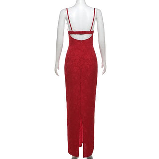 Ruffle backless cami solid maxi dress