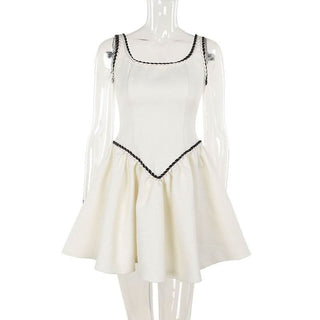 U neck zip-up backless cami mini dress