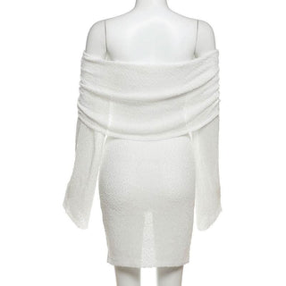Long sleeve off shoulder knitted mini dress