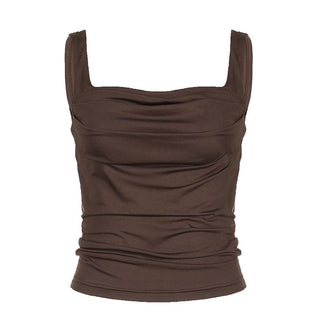 Sleeveless ruched solid backless cami top