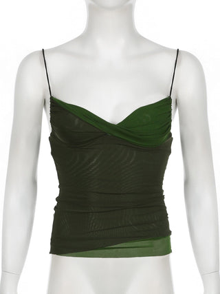 Contrast ruched backless cami top