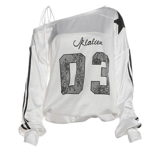 Irregular long sleeve self tie print contrast top