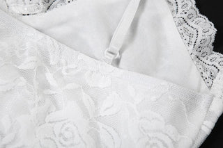 Lace ruffle flower pattern cami midi dress