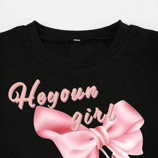 Short sleeve cherry print crewneck crop top